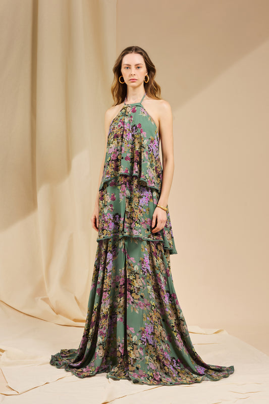 VESTIDO LONGO VERBENA ESTAMPADO