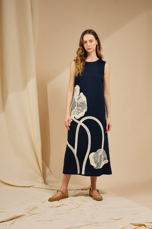 VESTIDO FIORE AZUL MARINHO