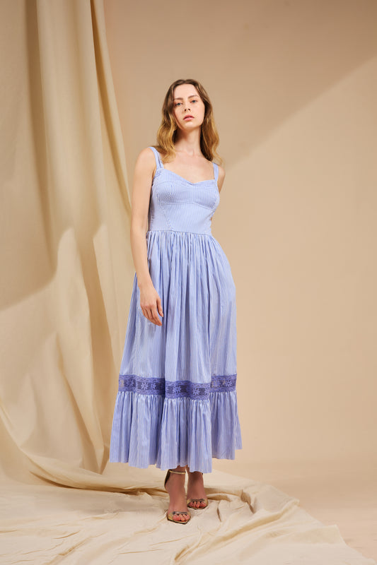 VESTIDO SOLARE MIDI LISTRADO