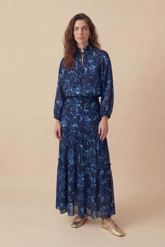 BLUSA PINCELADAS ML AZUL