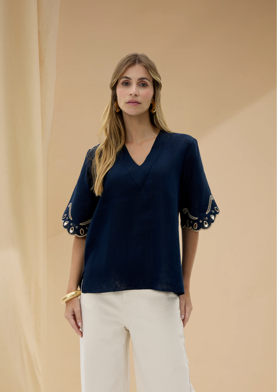 BLUSA FIORE AZUL MARINHO