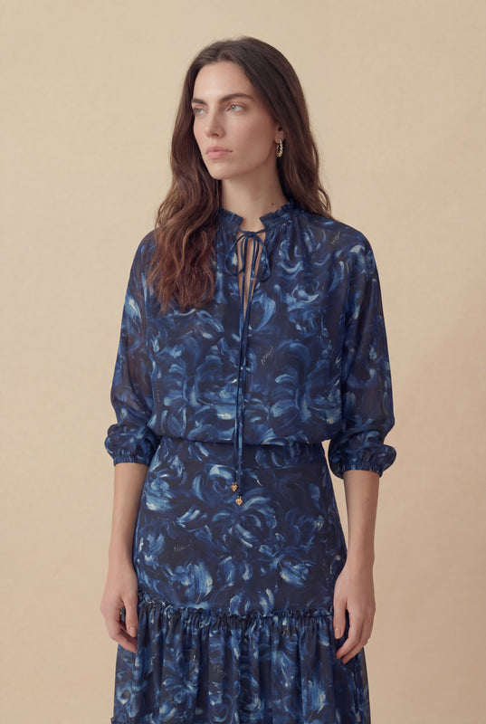 BLUSA PINCELADAS ML AZUL