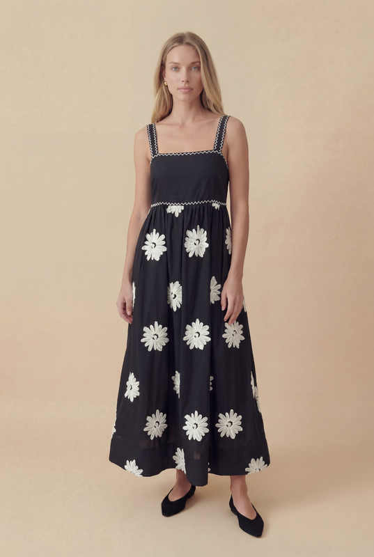 VESTIDO CAMÉLIA MIDI PRETO